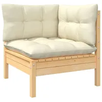 VidaXL Garten-Ecksofa mit Kissen in Creme Massivholz Kiefer