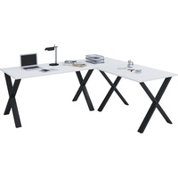 VCM my office Lona Schreibtisch weiß rechteckig, X-Fuß-Gestell schwarz