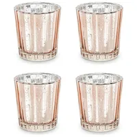 Partydeco 4 Teelichtgläser 5,5x6cm Kerzenhalter Windlicht Hochzeit Tischdeko geriffelt