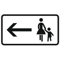 Magni Zusatzschild 1000-12, 330x600mm Fußgänger links halten RAL-Gütezeichen Folie