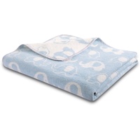 Biederlack Babydecke Lovely Elephants Baumwollmischung hellblau Größe 75x100 cm