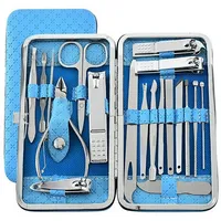 Tpfbeauty Maniküre- & Pediküre-Set 19-teilig aus Kunstleder - Blau