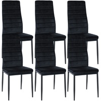 CLP 6er Set Esszimmerstühle Mayfair schwarz/Samt