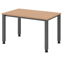 Hammerbacher QS12 höhenverstellbarer Schreibtisch eiche rechteckig, 4-Fuß-Gestell grau 120,0