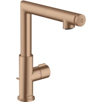 Hansgrohe Axor Uno Select 220 mit Zugstangen-Ablaufgarnitur, brushed red