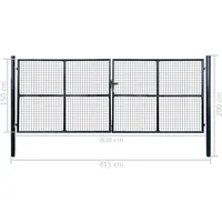 VidaXL Mesh-Gartentor Verzinkter Stahl 400 x 150 cm Grau