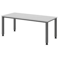 Hammerbacher QS19 höhenverstellbarer Schreibtisch lichtgrau rechteckig, 4-Fuß-Gestell grau 180,0