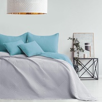 AmeliaHome Tagesdecke blau grau 220x240 Bettüberwürf zweiseitig Ultrasonic Steppung