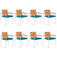 VidaXL Gartenstuhl 8 St. mit Kissen 8 x 8