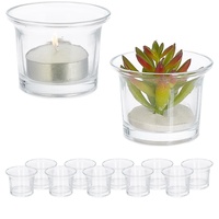 Relaxdays Teelichthalter Glas, 12er Set, Teelichtgläser, Schlichte, hohe Votivgläser,