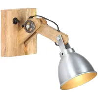 VidaXL Wandlampe E27 Silbern Mango Massivholz und Eisen
