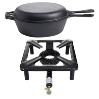 ALLGRILL Hockerkocher ohne Zündsicherung + Gusspfannen Kombi mit 2