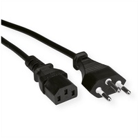 Value Netzkabel T12 auf C13, schwarz, 0,8 m