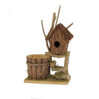 Spetebo - Holz Vogelhaus mit Blumentopf - 32 x