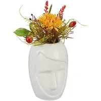 Relaxdays Blumenvase Gesicht weiß