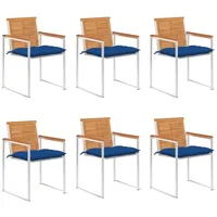 VidaXL Gartenstuhl 6 St. mit Kissen 6 x 6