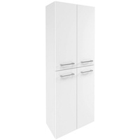 Fackelmann Doppel-Hochschrank Verona 60 cm Weiß Glanz/Weiß Hochglanz