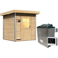 Karibu Gartensauna Pultdach Saunahaus Torge-9 kW Ofen inkl. Steuergerät-Klassische