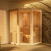 FinnTherm Innensauna Ylva, Ecksauna mit Glasfront, 68 mm Wandstärke,