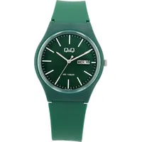 Q&Q Uniuhr mit Silikonarmband in grün, 10 Bar wasserdicht
