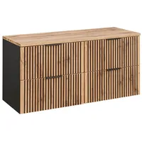 Lomadox Waschtischunterschrank Unterschrank 120 cm für 2 Aufsatzwaschbecken anthrazit