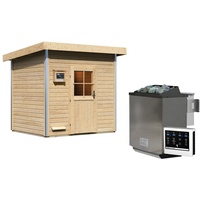 Karibu Gartensauna Pultdach Saunahaus Norge-9 kW Bio-Kombiofen inkl. Steuergerät-Klassische