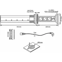 Designlight Steckdosenleiste 0 m Grau 2 St.