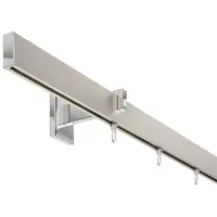 DécoProfi Gardinenstange Innenlauf 1-läufig Set Short rechteckig Silber Eloxiert/Verchromt