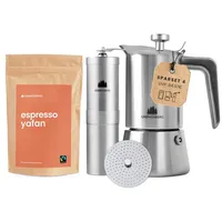 Groenenberg Spar Set 4: Kaffeemühle manuell + Espressokocher Induktion