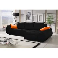Fun Möbel Ecksofa Sofa KLEO mit Schlaffunktion Schwarz Ottomane