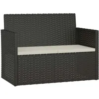 VidaXL Gartenbank mit Kissen Schwarz 105 cm Poly Rattan