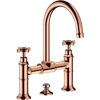 Hansgrohe Axor Montreux 2-Griff Waschtischarmatur 220 Zugstangen-Ablaufgarnitur - Polished