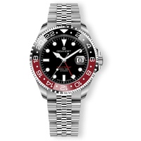 Gigandet Automatikuhr Edelstahl Saphirglas Silber Schwarz World Trip GMT