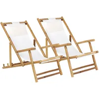 Beliani Gartenliege Heller Holzfarbton Weiss 101x60x90