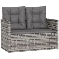 VidaXL Gartenbank mit Kissen Grau 105 cm Poly Rattan