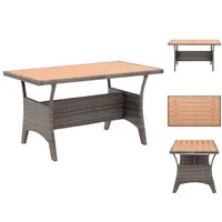 VidaXL Gartentisch Grau 120x70x66 cm Poly Rattan