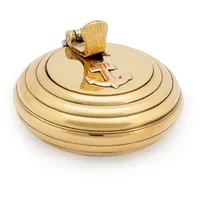 Nklaus Maritimer Messing-Klappascher: Rundes, gerilltes Design mit massivem goldenem