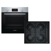 Bosch Einbau-Backofen mit Bosch Glas-Gaskochfeld autark 60cm 3D-Heißluft -
