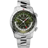 Alpina Analog Quarz Armbanduhr Startimer Pilot Quartz Worldtimer AL-255GR4S26B