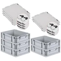 Proregal 5x Eurobox NextGen Grip mit Scharnierdeckel und schwarzen