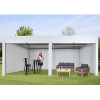 Mendler Pergola HWC-L46 mit 6x Seitenwand, Gartenpavillon Lamellen-Pavillon Rollo,