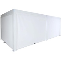Mendler Pergola MCW-L46 mit Seitenwand Weiß 11 cm Alu-Gestell