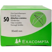 Exacompta 20x Box mit 50er Zick-Zack Büroklammern, - Silber