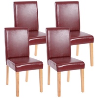 MCW 4er-Set Esszimmerstuhl Stuhl Küchenstuhl Littau Kunstleder, rot-braun, helle