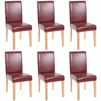 MCW 6er-Set Esszimmerstuhl Stuhl Küchenstuhl Littau Kunstleder, rot-braun, helle