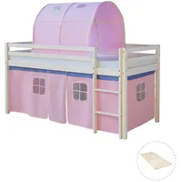 Homestyle4u Hochbett rosa Holz Kinder- & Jugendzimmer, Kindermöbel, Kinderbetten,