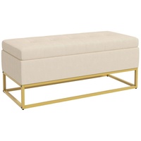 Homcom Sitzbank mit Stauraum Klappdeckel Samtoptik Stahlbeine Beige 110