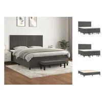 VidaXL Boxspringbett mit Matratze Dunkelgrau 180x200 cm Samt