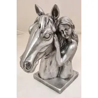 Ambiente Haus Pferdekopf mit Mädchen 32cm silberfarben