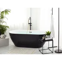 Beliani Beliani, Badewanne, Schwarz oval 75x58x160 cm mit Überlaufsystem